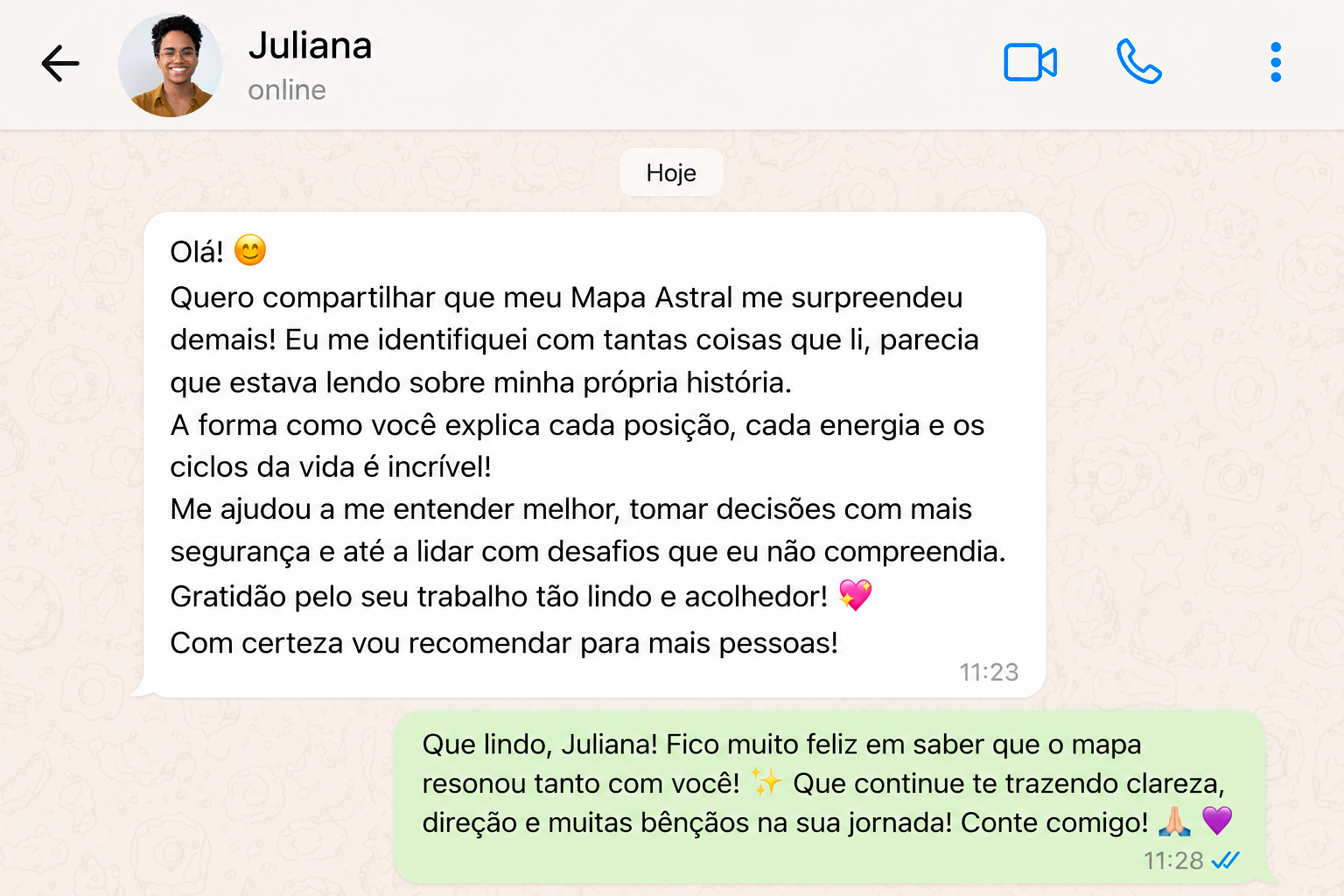 Depoimento de Juliana sobre o Mapa Astral Essencial